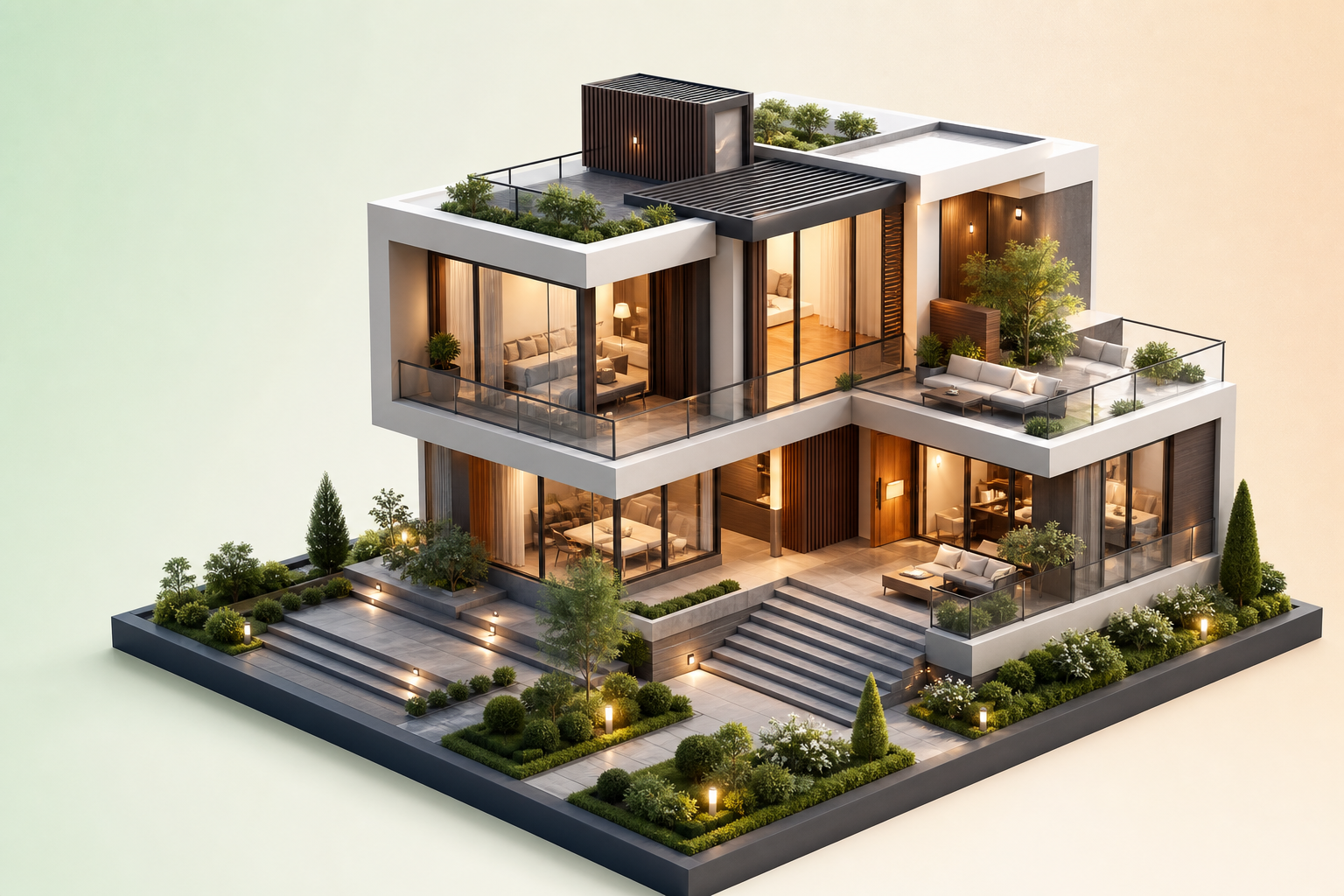 Modern luxury home architectural render
